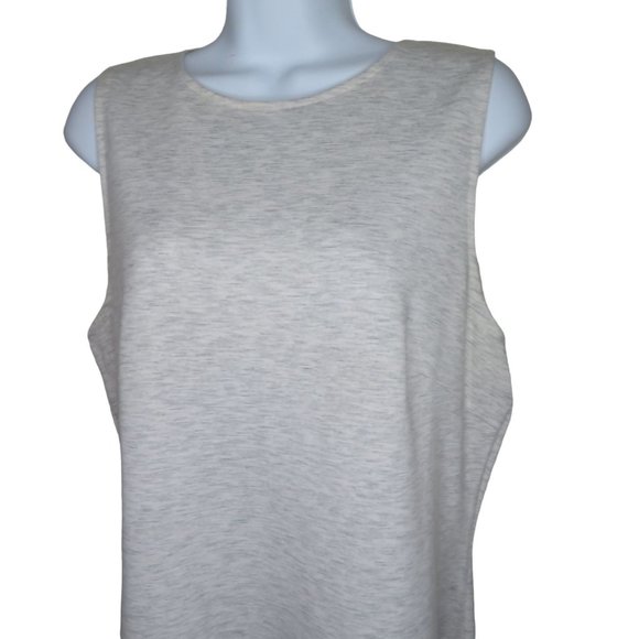 H&M Midi Sleeveless Tank Dress Light Gray Size Large Zip Knit Pullover Slit Leg - Picture 3 of 10